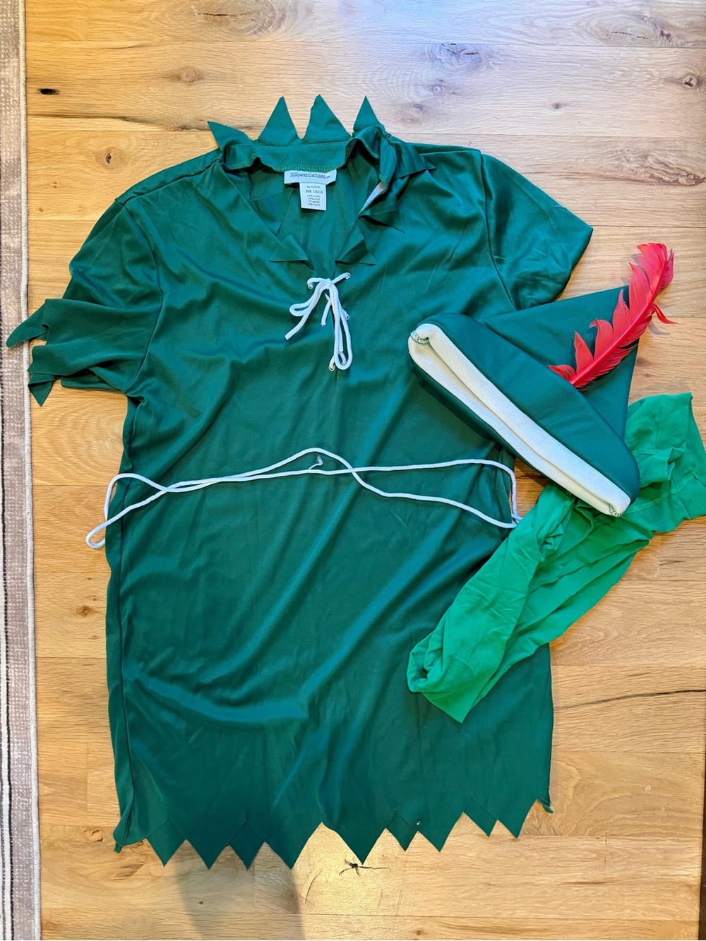 Men’s Green Peter Pan Costume Top with Tie Detail